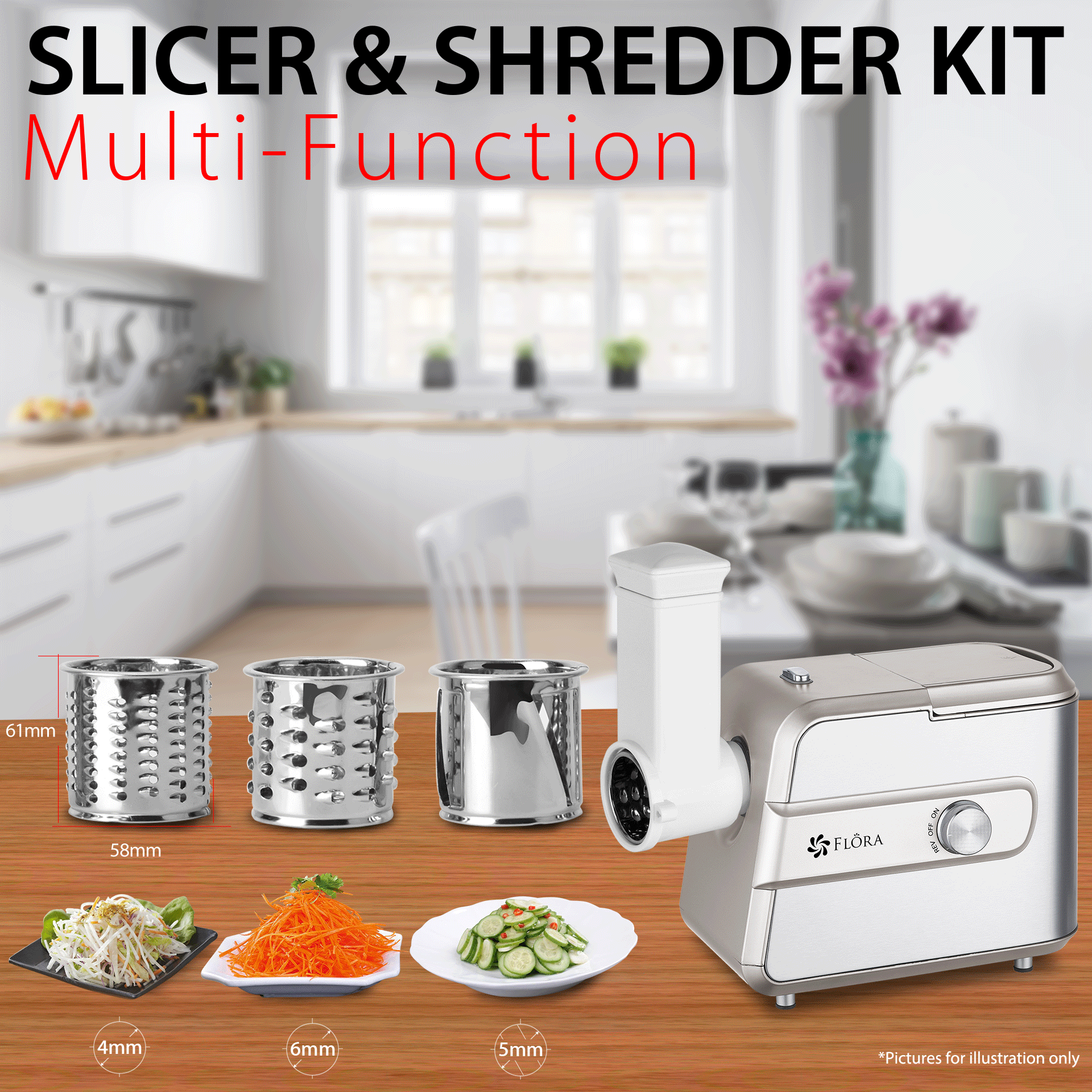 Flora Max 3000W Electric Meat Mincer Sausage Kibbe Maker Slicer Shredder Kit - AU STOCK