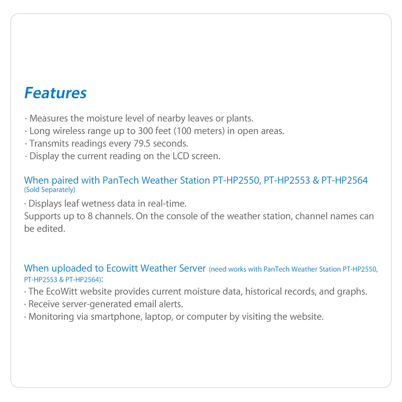 Leaf Wetness Sensor design for PanTech Weather Station PT HP2550 PT HP2553-AU STOCK