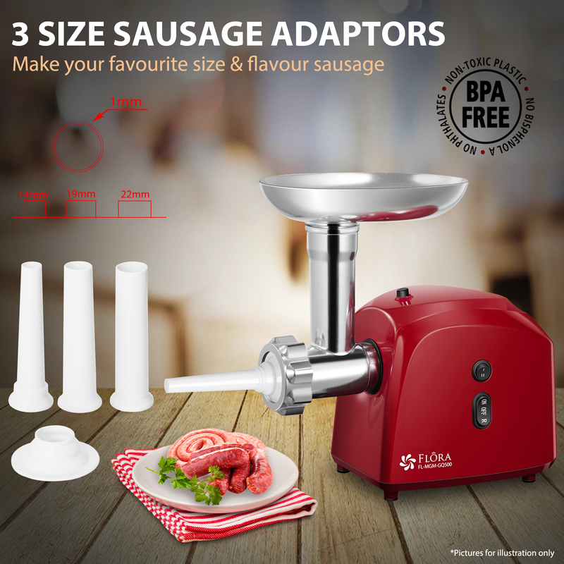RED Flora Electric Meat Grinder Mincer filler Kibbe Maker Max 2600w