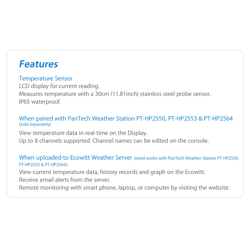 PanTech Weather Station Soil Temperature Sensor design for PanTech Weather Station PT HP2550 PT HP2553-AU STOCK