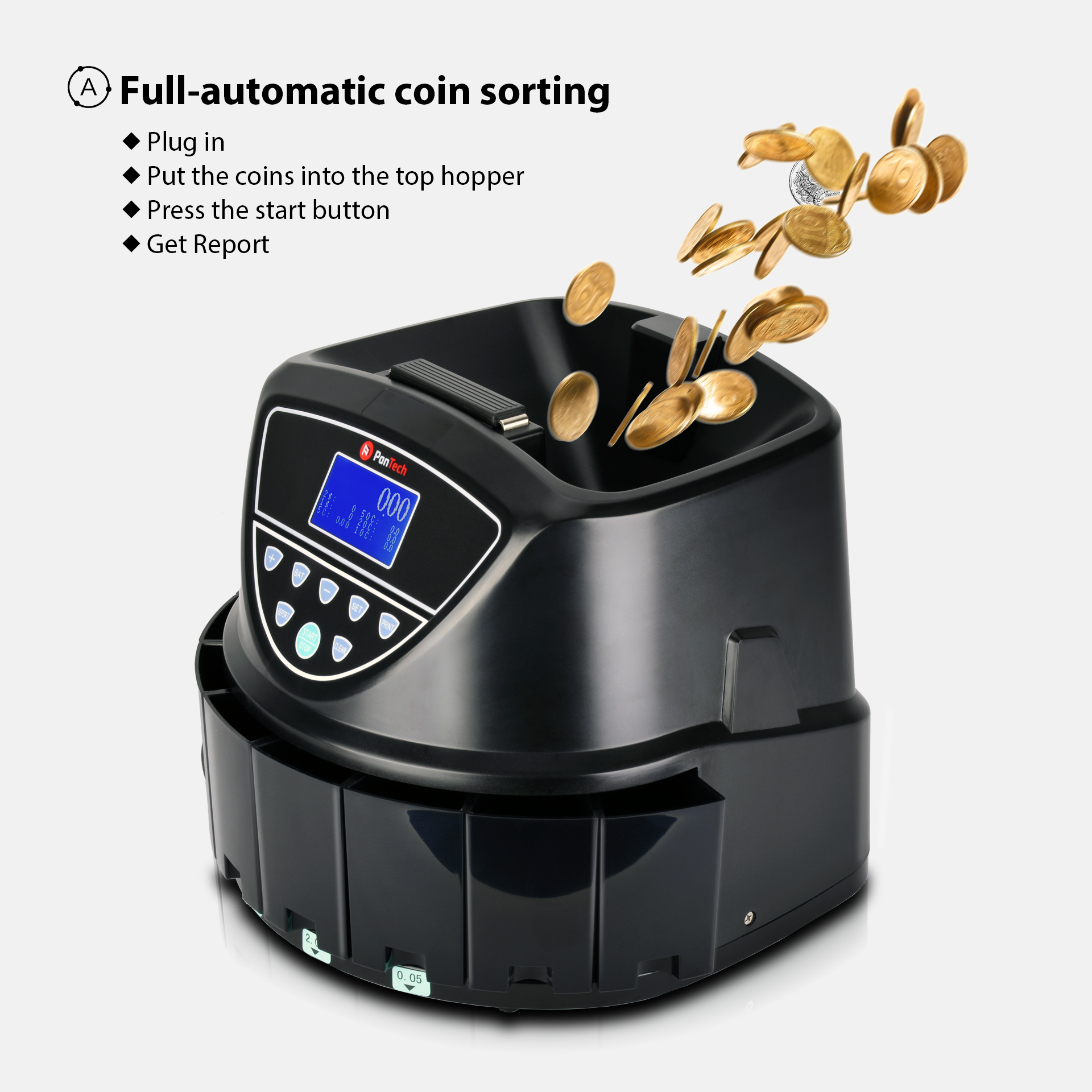 PanTech Australian Coin Sorter Coin Counter Machine Automatic Electronic PT-CSC-BLACK