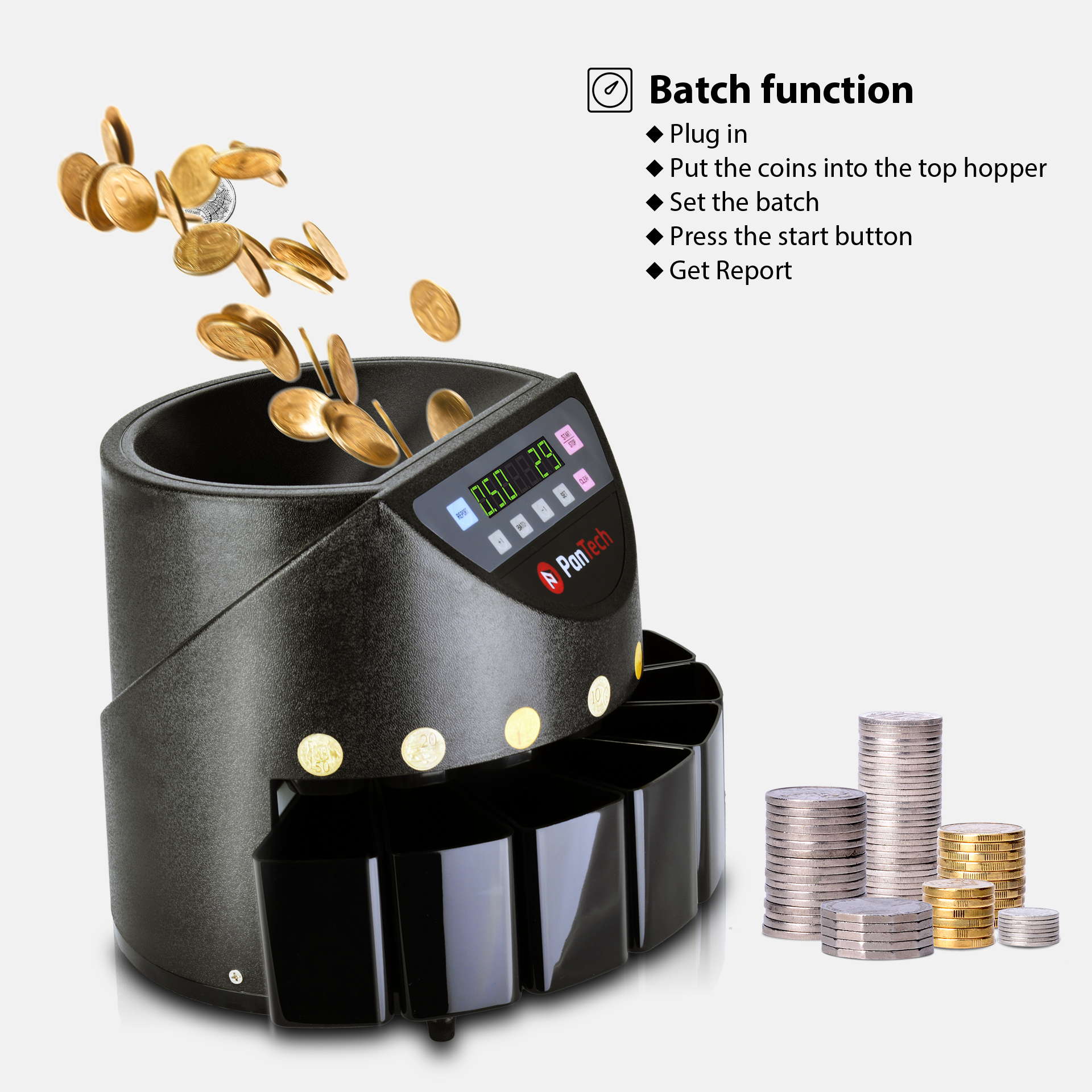 PanTech Australian Coin Sorter Coin Counter Machine Automatic Electronic PT-CSA-BLACK