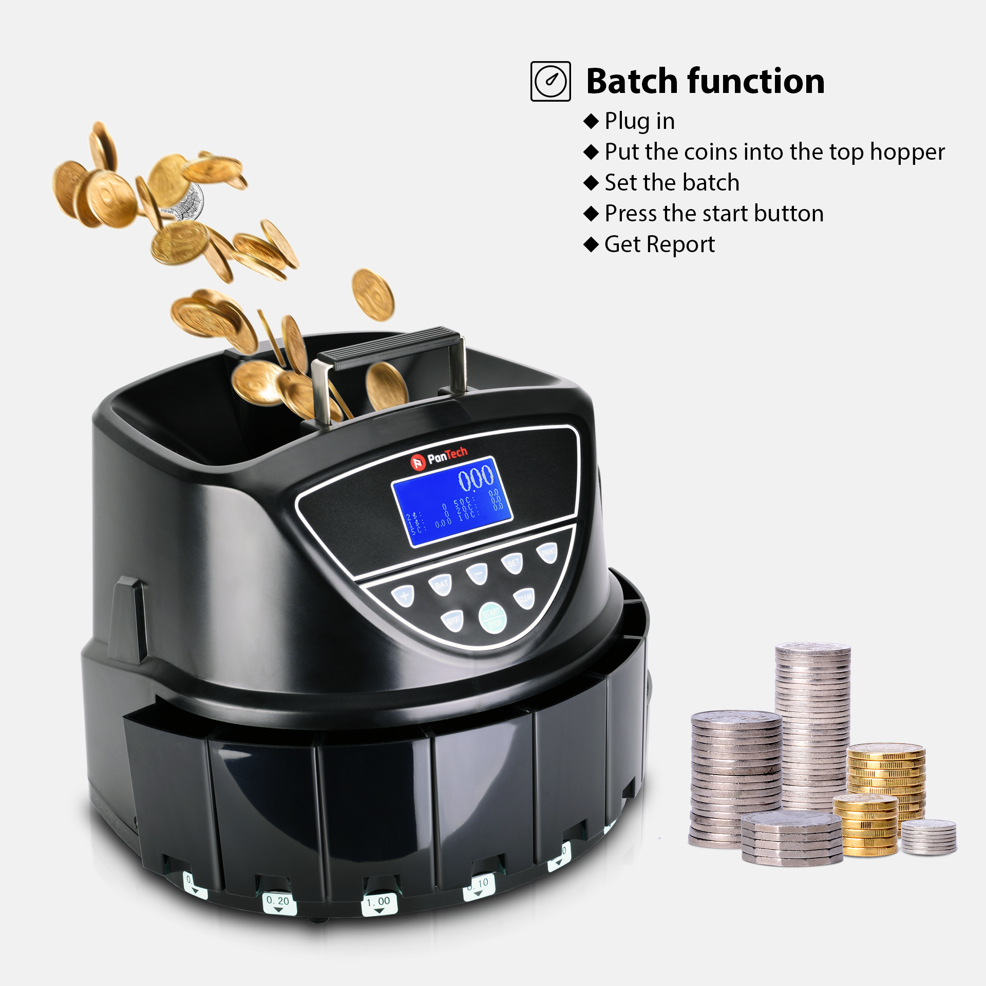 PanTech Australian Coin Sorter Coin Counter Machine Automatic Electronic PT-CSC-BLACK