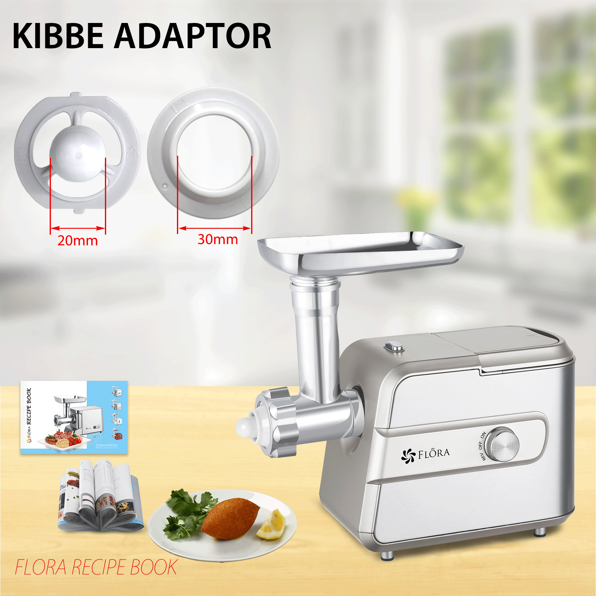 Flora Max 3000W Electric Meat Mincer Sausage Kibbe Maker Slicer Shredder Kit - AU STOCK