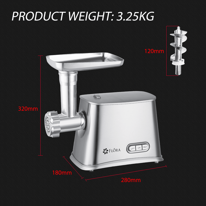 Flora Max 2800W Electric Meat Mincer Sausage Filler Stuffer Kibbeh Maker Machine-Elite Edition-Model: FL-MGM-GS550-AU Stock