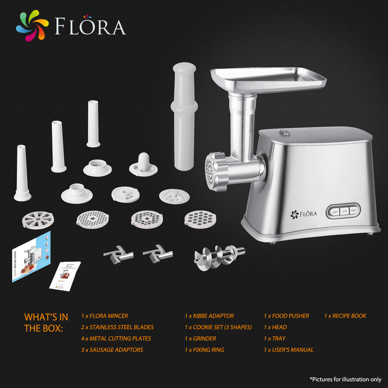 Flora Max 2800W Electric Meat Mincer Sausage Filler Stuffer Kibbeh Maker Machine-Elite Edition-Model: FL-MGM-GS550-AU Stock