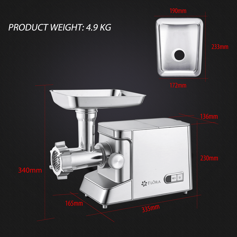 Flora Max 3400W Electric Meat Mincer Sausage Filler Kibbeh Maker Tomato Sauce Kit-Ultra Edition-Model: FL-MGM-GH700-AU Stock