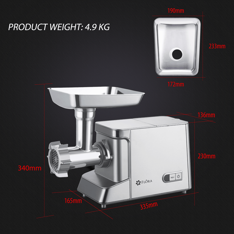 Flora Max 3400W Electric Meat Mincer Sausage Filler Stuffer Kibbeh Maker Machine-Ultra Edition-Model: FL-MGM-GH700-AU Stock