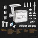 Flora Max 3000W Electric Meat Mincer Sausage Kibbeh Maker Slicer Shredder Kit-Premium Edition-Model: FL-MGM-GT550-AU Stock